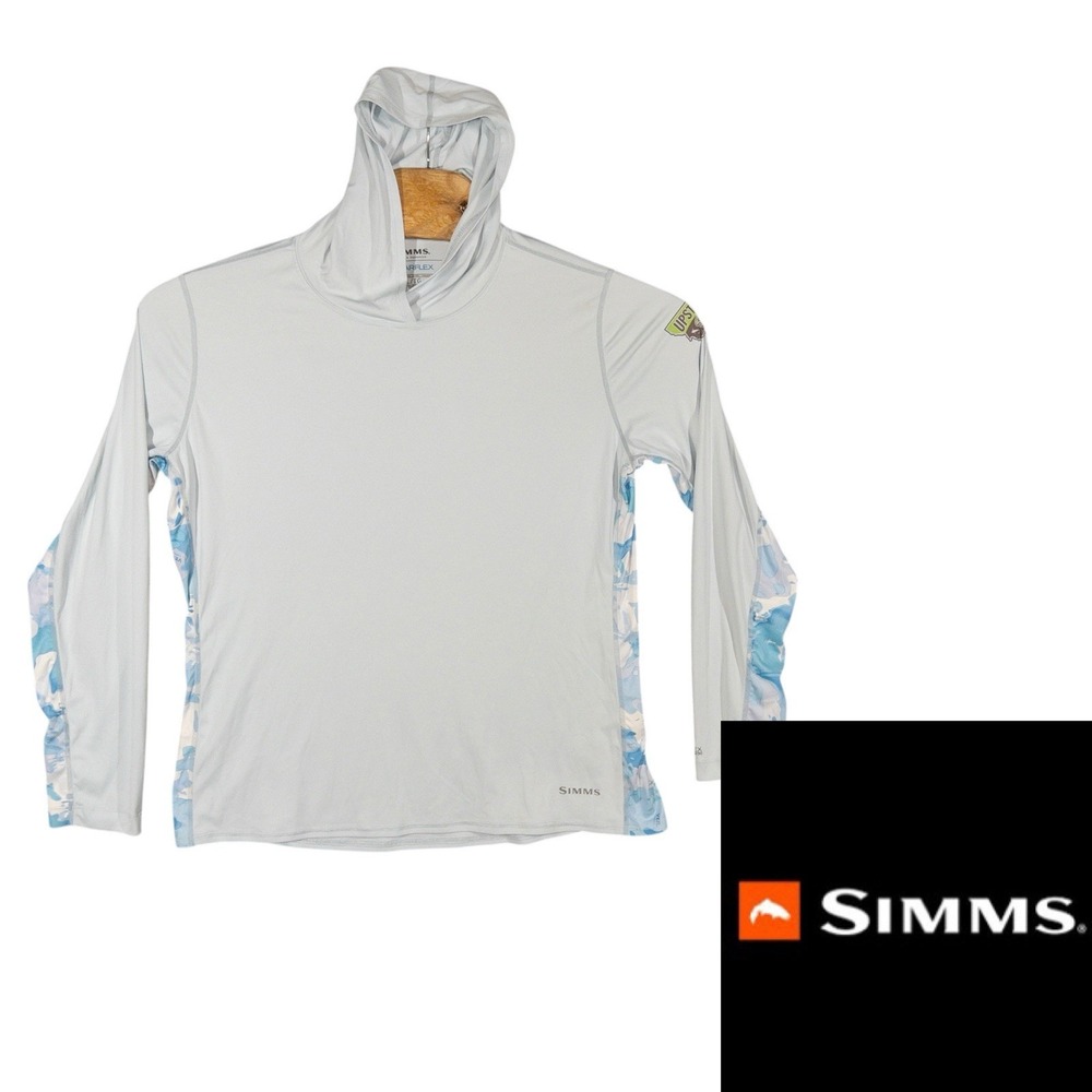 Simms Fishing Veil Camo‎ Womens XL Hoodie Solar Flex UPF 50+ Outdoors Gorpcore